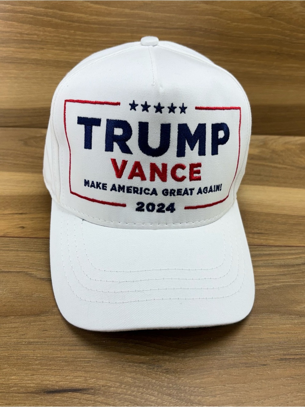 2024 White Embroidered Political Baseball Cap - Trump Vance MAGA 2024
